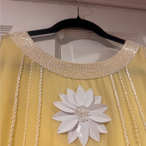 La Vie Style House Yellow Maxi Dress with Floral Accents - Picture 3 of 7